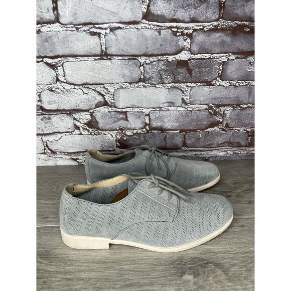 Born Passi Derby Blue Suede Leather Perforated Oxfords Lace Up Shoes Women Sz 9M - Picture 13 of 16